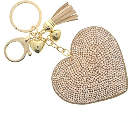 Porte-clés en forme de cœur avec strass pour femme et fille, champagne