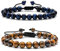 HSAJS Ajustables Pierre Naturelle Œil Tigre Bleu Cordon Tressé Perles Rondes 8mm Bijoux Unisexe