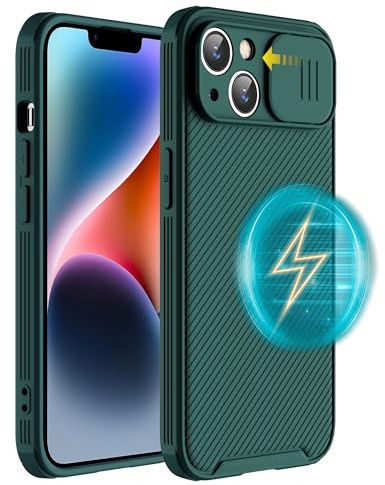 Hitaoyou iPhone 13 Hülle mit Kameraabdeckung und MagSafe Ladegerät-Unterstützung - Schlanke Slide Lens Cover für Damen