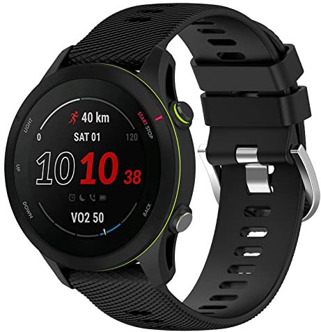 Yikamosi Kompatibel mit Garmin Forerunner 255S Armband,18MM Schnellverschluss Weiches Silikon rostfreiem Metallverschluss Ersatzbänder Kompatibel für Garmin Forerunner 255S/Venu 2S,Schwarz