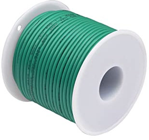 Generisch 1007 Draht und Kabel 28 26 24 22 20 18 1 6AWGPVC. verzinnter Kupfer-elektronischer Spule montiert DIY. Draht und Kabel (Farbe : Grün, Größe : 26 AWG 70Meter)