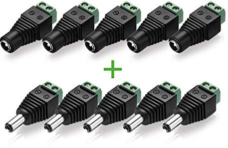 conecto, Hohlstecker-Adapter, 5.5 x 2.5mm Hohlstecker auf zweipoligen Terminalblock (5x) + Hohlstecker-Adapter 5.5 x 2.5mm Hohlbuchse auf zweipoligen Terminalblock (5x)