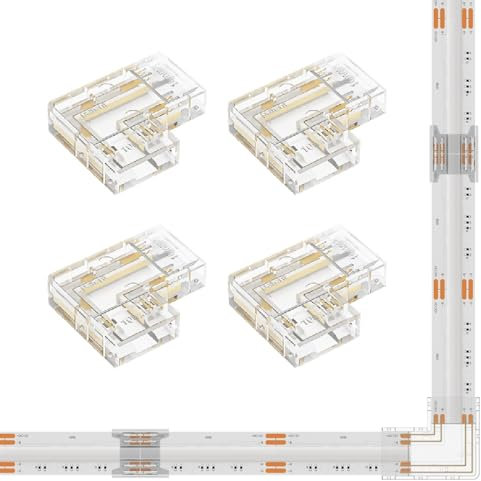 BTF-LIGHTING FCOB RGB Transparent Gapless L-Shaped Connector Kit 4pc L-Shaped 4pin 10mm Klar Connector Geeignet für lötfreie und terminal extension Verbindungen