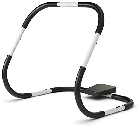GYMAX Bauchmuskeltrainer, Bauchmuskeltrainer, Sit-Up-Assistent-Roller mit gepolsterter Kopfstütze, Fitness-Trainingsgerät für Rumpfmuskulatur, Heim-Fitnessstudio, tragbarer Bauchmatten-Trainer (weiß)