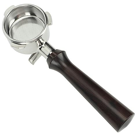 54mm Bottomless Portafilter, 3 Ears Stainless Steel Bottomless Naked Portafilter with Wood Handle & Double Spouts, Professional Espresso Portafilter Fits for 8 Series (F African Blackwood)