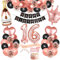 Bluelves 16. Geburtstag Dekorationen Mädchen, Rosegold Schwarz Deko zum 16 Geburtstag, 16 er geburtstag Happy Birthday Banner Girlande Konfetti luftballon,Geburtstagsdeko für mädchen