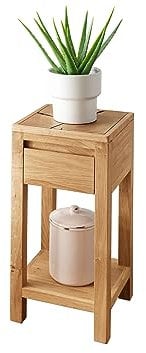 möbelando Beistelltisch >KM-0660< in braun aus Wildeiche massiv geölt - 30x60x30cm (BxHxT)