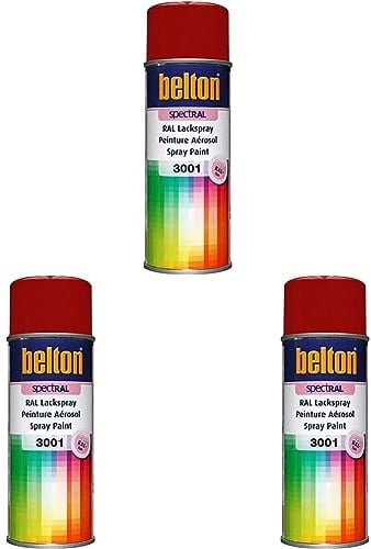 belton spectRAL Lackspray RAL 3001 signalrot, glänzend, 400 ml - Profi-Qualität (Packung mit 3)