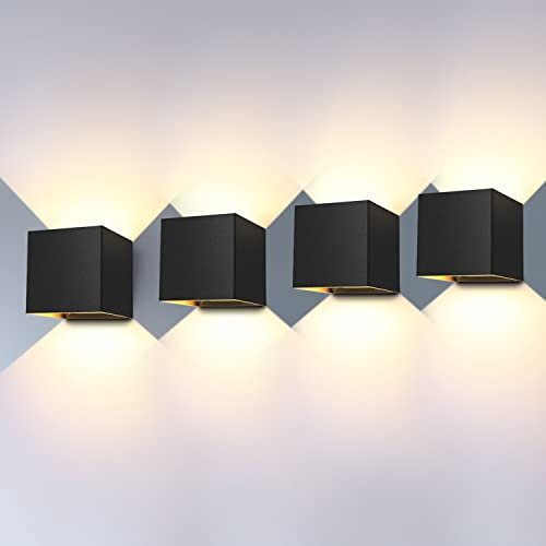 ledmo 4 Pack 20W LED Wandleuchten Innen/Außen Wandlampe LED Auf und ab Einstellbarer Lichtstrahl 2700-3000K Warmweiß Außenwandleuchte IP65 Wasserdichte