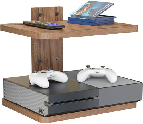 WALI Étagère TV flottante, supporte jusqu'à 10 kg, étagère murale en bois sous étagère TV pour lecteurs DVD, boîtes de câbles, routeurs, consoles de jeux, accessoires de décoration de salon (CS202N),