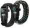 ZSMJAER 2 Pezzi Paracord Bracciale,Braccialetto Multifunzionale Della Corda Dell'ombrello,Con Flint,Bussola,Coltello,Fischio,Braccialetto Sopravvivenza per le Attività all'aperto (Nero Verde scuro)