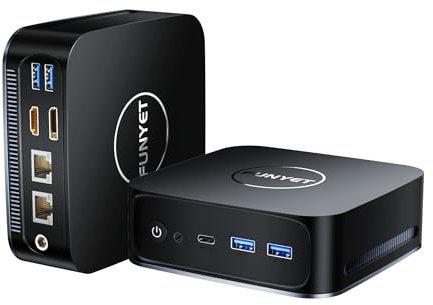 FUNYET Mini PC, Alder Lake-N95 (Fino a 3.4 GHz),16GB RAM 512GB SSD Mini Desktop Computer,Windows 11 Pro,Micro Desktop PC Computer,Supporto 3.0 SATA SSD,WiFi 5, BT4.2,USB3.2