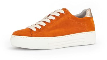 Gabor Damen Low-Top Sneaker, Frauen Halbschuhe,Leichte Mehrweite (G),Freizeitschuhe,Turnschuhe,Laufschuhe,Mandarine/Puder,39 EU / 6 UK