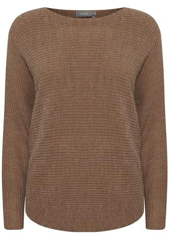 fransa FRERETTA PU 3 Damen Strickpullover Pullover Pulli Rundhals 80% Acryl, 20% Polyamid Loose fit, Größe:M, Farbe:Coca Mocha Melange (1810191)