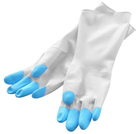 TYCIONG PVC-Haushaltshandschuhe, Reinigung, Rutschfeste Haushaltshandschuhe, Multifunktionale, Ergonomische, Wasserdichte Geschirrspülhandschuhe (Blau)