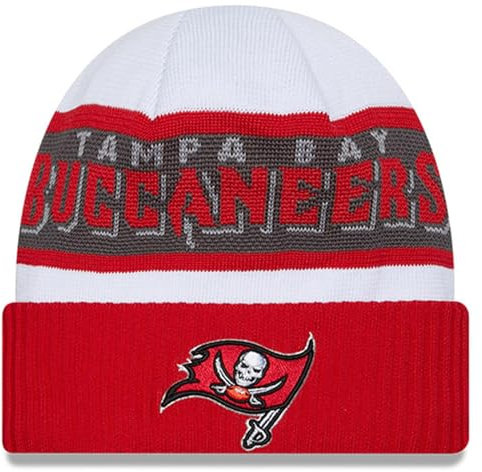 New Era Sideline Tech Strickmütze für Erwachsene, Uni, offizielles NFL-Team-Farbe, Primär-Logo, kaltes Wetter, Tampa Bay Buccaneers, Einheitsgr��e