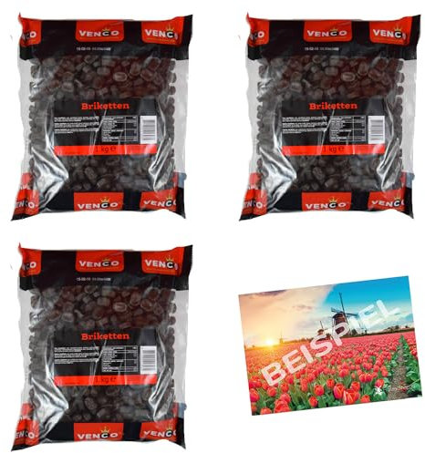 Set 3x1 kg Venco Dubbel Zoute Briketten I Doppelt Salzige Lakritz aus Holland I extra salzige Lakritz I Dutch Licorice I harte, Salzlakritz aus den Niederlanden I Holland-Box by Vriens