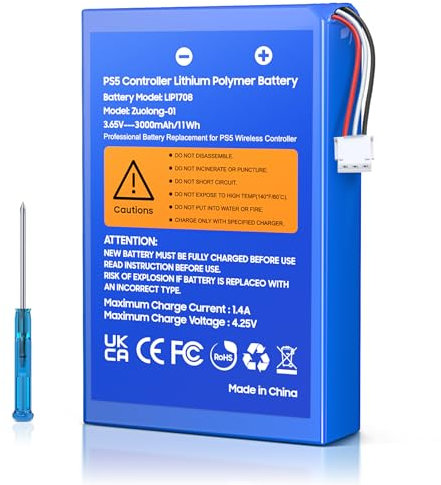3000 mAh PS5-Controller-Akku, große Kapazität, PS5-Akku, wiederaufladbarer PS5-Controller-Akku, PS5-Controller-Akku, Ersatz für PS5 DualSense-Controller (nicht geeignet für PS5 DualSense Edge)