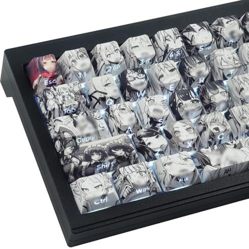 Tsungup Anime Keycaps-Side Print Keycap Set,PBT Japanese Custom Keycaps Shine Through Backlit Keycaps 75 Percent,129 Keys Dye Sub Cherry Profile Keyboard Key caps for Cherry MX Mechanical Keyboard