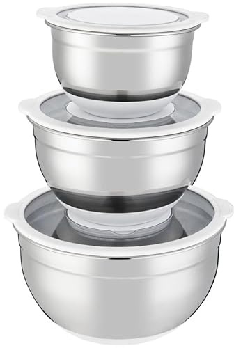 Batterie de cuisine ARTHUR MARTIN Set de 3 saladiers acier inoxydable blanc AM486