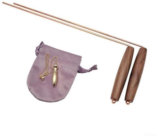 FUANA Wünschelruten und Pendelset aus massivem Messing, reines Kupfer, Detektorstab, Metalldetektorstäbe, Findungswerkzeuge für die Jagd, Wahrsagungswerkzeug