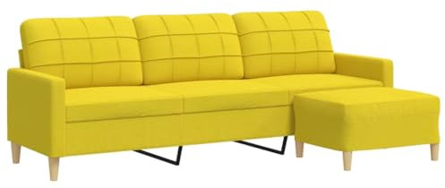 vidaXL Sofa 3-Sitzer, Couch mit Fußhocker Metallgestell, Polstersofa Stoffsofa für Wohnzimmer, Loungesofa Sitzmöbel, Modern, Hellgelb Stoff