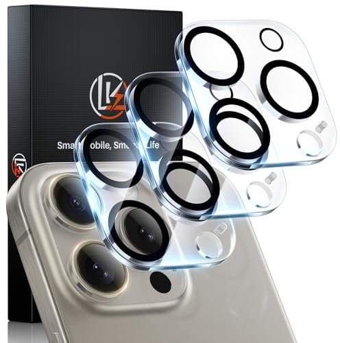LK 3 Stück Kameraschutz für iPhone 16 Pro/iPhone 16 Pro Max Kamera,[Einteiliges Design] [Militärstandard Ultra-Klar] [Anti-Kratzer ] 9H Härte HD Kameraschutzglas aus Aluminiumlegierung