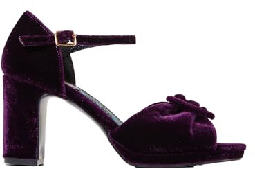 Joe Browns Women's Velvet Peep Toe Shoes with Ankle Strap Pump, Purple, 6 UK