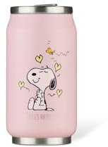 LES ARTISTES Paris A-4399, Canette isotherme, Thermos 280 ml, Gourde isotherme sans BPA, Réutilisable, Bec verseur rabattable avec paille, Acier Inoxydable, Design Enjoy Snoopy
