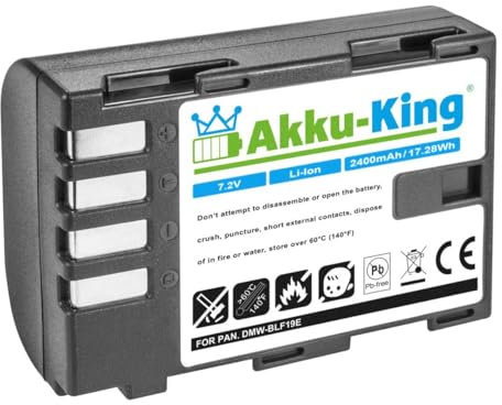 Akku kompatibel mit Panasonic DMW-BLF19 - Li-Ion 2400mAh - für Lumix DMC-GH3 DMC-GH3, DMC-GH4 DMC-GH4, DMC-GH4A, DMC-GH4H, DMC-GH4M, DMC-GH4R