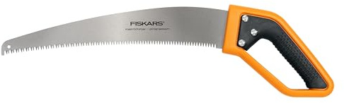 Fiskars 15” PowerTooth D-Handle Saw with Razor-Sharp Stainless Steel blade, Ergonomic SoftGrip Handle for Comfort and Control, Heavy-Duty Hand Saw