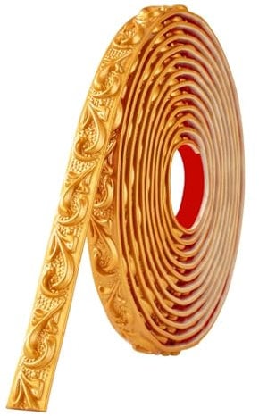 Gold Molding Trim Self Adhesive,Peel and Stick Wall Ceiling Decorative,3D Wallpaper Border,Tile Edgings,Sticky Wall Lines for Mirror Edge,TV Background (2CM x 5M)