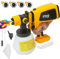 HVLP Cordless Paint Sprayer for DeWALT 18V/20V Li-ion Battery, 4 Copper Nozzles, Electric Spray Paint Gun for Home Interior & Exterior, Fence Furniture Wall - Battery Not Included (Yellow)