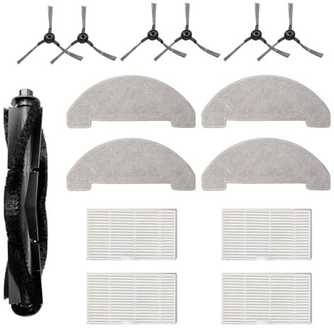 C-U Zubehörset für Proscenic Staubsauger-Zubehör-Set für Q8/Q8 Max, 4 x Wischtuch, 4 x HEPA-Filter, 6 x Seitenbürste, 1 x Rollenbürste