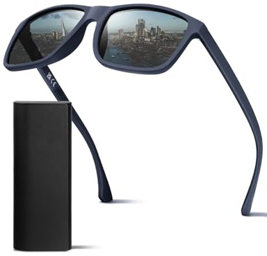 DIUWEU Polarised Sunglasses Mens Womens,Classic Fashion Sun Glasses for Driving Fishing Cycling Running,Anti Glare Ultralight TR90 Square Frame UV400 Protection