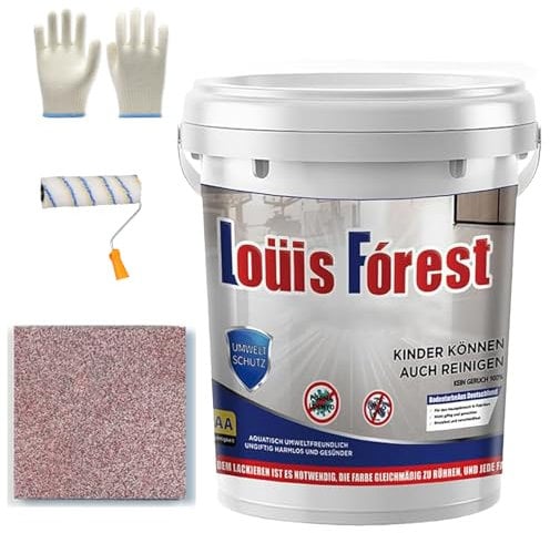 Vgpbphj Louis Forest Peinture de sol époxy colorée pour sol de garage - Revêtement de sol imperméable et antidérapant - Effet marbre brillant - Rose - 1 litre