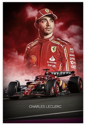 jdalcbe Charles Leclerc F1 2024 Leinwandposter Schlafzimmer Dekor Landschaft Büro Zimmer Dekor Geschenk 30 x 45 cm