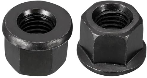 TOP-VIGOR M14 Flange Hex Lock Nuts, 2pcs Grade 10.9 Carbon Steel Black Oxide Finish, Heavy Duty Black Nuts for Machinery, Equipment, Pipe Fittings Automotive