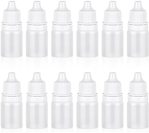 Luxiremi 12 PCS 5ml Kunststoff-Tropfflaschen, leere Augentropfenflasche mit Kappe und Trichter, weiße, zusammendrückbare Flasche für Augentropfen