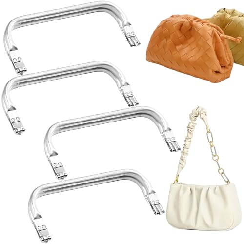4 PCS Aluminum Purse Frame Clutch Bag Clasp U-Shaped Metal Bag Frame Square-Shaped Assembled Bag Clutch Frames Tubular Hardware Replacements for DIY Bag Making Sewing Craft
