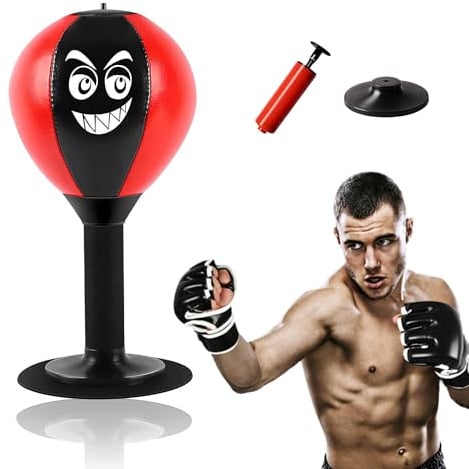 Punching Ball - Mini sacco da boxe da scrivania con ventosa, per attività a casa e in ufficio, per alleviare lo stress (rosso)