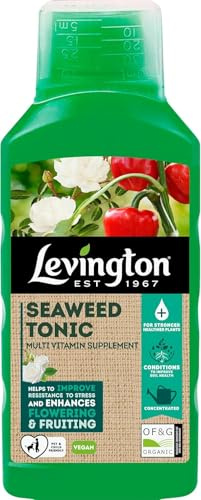 Levington Seaweed Tonic 800ml | Plant Multivitamin Supplement | 100% Organic Concentrated Biostimulant | Makes up to 200L | Boosts Root Growth, Immunity & Flowering | For All Plants, Lawns & Veg