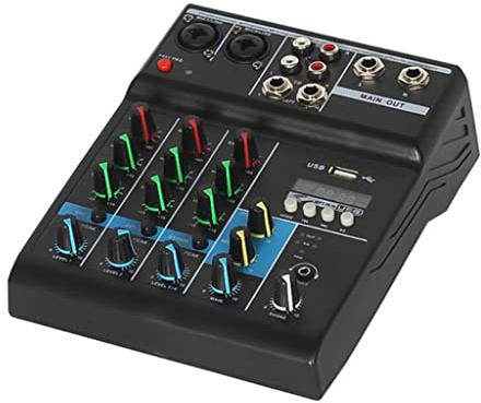 Mixer Audio Professionale 4 Canali Console di Mixing Suono per KTV con USB Sound Card Effetti Sonori