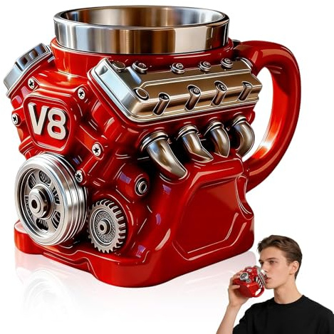 V8 Motor Kaffeetasse,V8 Motor Becher Auto Design Tasse,Kreative Dekoration Für Tassen, Milchgetränkehalter, Kaffeetasse Mit Detailliertem Design
