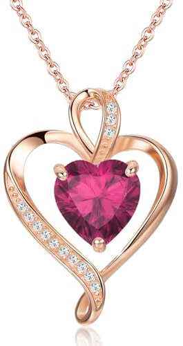 LAVUMO Herzkette 925 Silber/Messing Rosegold Gold Damen Halskette Geschenk | Herz änhänger Kette Damen Schmuck Geschenk für Frau Frauen an Geburtstags Weihnachten Valentinstag Hypoallergen Ketten