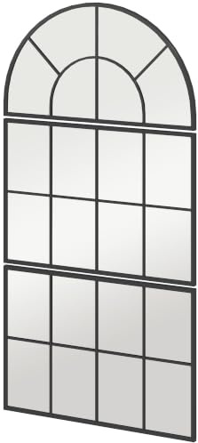HOMCOM Espejo de Pared Espejo de Recibidor 3 Piezas 76x149 cm Negro | Marco de Metal en Forma de Ventana, Decoración para Salón, Dormitorio, Entrada