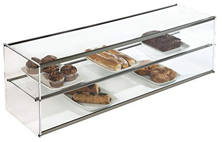 Vetrina professionale neutra in alluminio Inox con ripiano 1212 X 270 X 310 mm.
