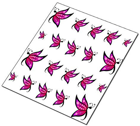 Premier Decorations AWS Set Water Newsee Decals Pink Butterfly Stickers Nail Art Transfer Reconstruction Nail Art Decoration Pink Butterflys