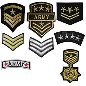 TENNER.LONDON SET of 8 Iron on/Sew On Army Embroidered Patch Applique military Embroidery Motif officer transfer