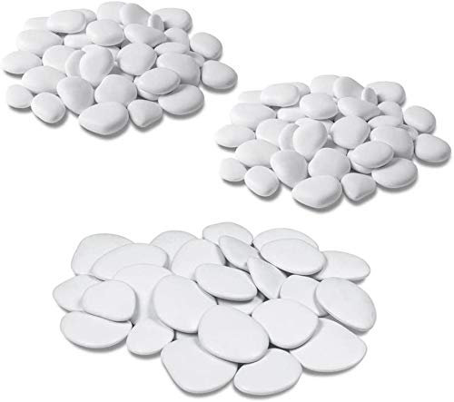 Teraplast - Piedras decorativas de plástico reciclado - Paquete de 3 unidades, Bianco